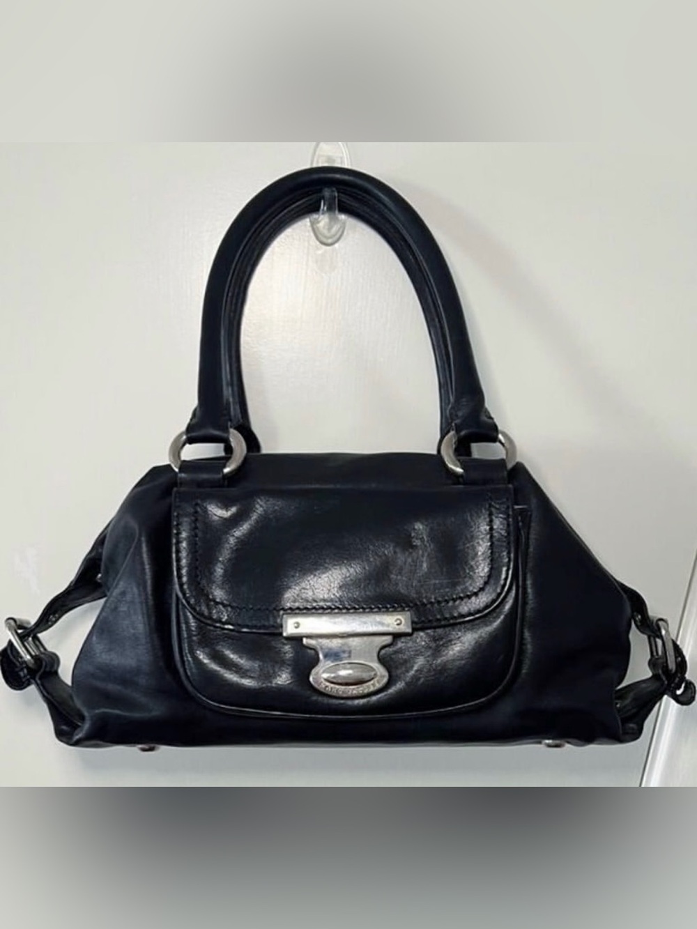 Marc Jacobs Black Leather Hobo with Silver Hardware